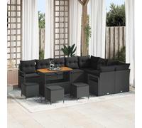 DYRJDJWIDHW 13 Pcs Black Outdoor Patio Sofa Set with Cushions, All-Weather Wicker Rattan Garden Furniture for Backyard, Terrace, Balcony, Modern Dining and Lounge