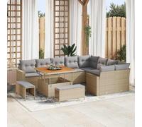 DYRJDJWIDHW 13 Pcs Outdoor Modular Sofa Set, Beige and Light Grey Patio Furniture with Table and Ottoman, Waterproof Rattan Sectional Couch for Garden, Terrace, Poolside Relaxation and Entertainment