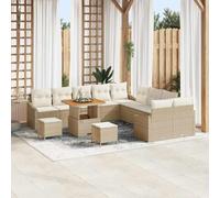 DYRJDJWIDHW 13 Pcs Outdoor Patio Furniture Set, Beige Wicker Sofa Sectional with Table and Ottomans, Modular Garden Conversation Set for Terrace, All Weather PE Rattan and Powder Coated Steel Frame