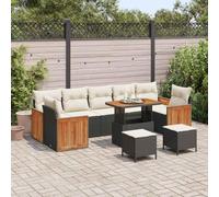 DYRJDJWIDHW 13 Pcs Outdoor Patio Furniture Set, Black and Cream Modular Garden Sofa Sectional with Table and Ottomans, All-Weather Poly Rattan Wicker for Terrace, Backyard, Poolside
