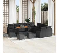 DYRJDJWIDHW 13 Pcs Outdoor Patio Furniture Set, Black Wicker Rattan Sofa Sectional with Table and Ottomans, Waterproof Modular Garden Conversation Set for Terrace, Backyard, Poolside