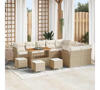 DYRJDJWIDHW 13 Pcs Patio Furniture Sets Outdoor Modular Sectional Sofa with Cushions, Waterproof Storage, Beige Cream Wicker Rattan Conversation Set for Garden, Terrace, Balcony, Backyard