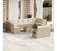 DYRJDJWIDHW 13-Piece Beige Wicker Patio Furniture Set with Cushions, Outdoor Modular Garden Sofa Set with Side Table, UV-Resistant Rattan Resin Sectional Seating for Backyard, Terrace, Poolside