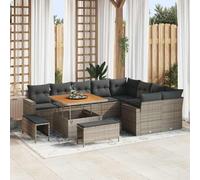 DYRJDJWIDHW 13-Piece Modular Outdoor Patio Sofa Set with Cushions, Grey All-Weather Wicker Rattan Sectional Furniture for Garden, Terrace, Poolside Lounge and Relaxation