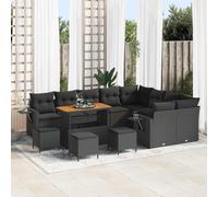 DYRJDJWIDHW 13-Piece Outdoor Patio Furniture Set, Black Modular Garden Sofa Sectional with Cushions, Waterproof Rattan Wicker & Steel Frame, for Terrace Backyard Poolside Lounge Conversation Area