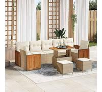 DYRJDJWIDHW 13-Piece Outdoor Patio Furniture Set, Modular Garden Sofa Sectional with Coffee Table, Beige Cream All-Weather Wicker Rattan Conversation Set for Terrace, Poolside, Backyard