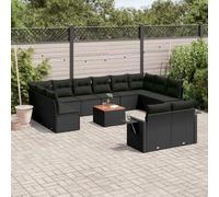 DYRJDJWIDHW 13-Piece Outdoor Patio Furniture Set with Cushions, Black Wicker Resin Garden Sofa with Side Table, Modular Sectional Conversation Set for Backyard, Terrace, Durable & Weather-Resistant