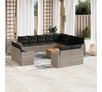 DYRJDJWIDHW 13-Piece Outdoor Patio Furniture Set with Cushions, Grey Wicker Rattan Sofa Sectional with Coffee Table, Waterproof Resin Wicker Garden Lounge Set for Backyard, Terrace, Poolside