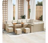 DYRJDJWIDHW 13-Piece Patio Furniture Set, Outdoor Modular Sectional Sofa with Cushions in Beige and Cream, Water-Resistant, for Garden, Terrace, and Backyard Lounge