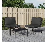 DYRJDJWIDHW 2 Pack Grey Outdoor Chairs with Cushions, Steel Garden 60x74x79 cm, Powder Coated Patio for Terrace, Comfortable & Durable Lounge Chairs with Backrest, Max Load 110 kg