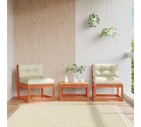 DYRJDJWIDHW 2 Pcs Garden Sofa Set with Cushions, Solid Pine Wood Outdoor Patio Furniture, Brown Wax Finish, Modular Lounge Seating for Terrace, Backyard, Balcony