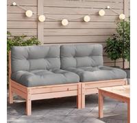 DYRJDJWIDHW 2 Pcs Garden Sofa Set Without Armrests and Cushions, Douglas Fir Wood Outdoor Patio Furniture for Terrace Backyard, Modular Design with Slatted Seat, Water-Resistant, Max Load 110kg