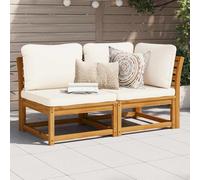 DYRJDJWIDHW 2-Piece Garden Furniture Set with Cushions, Solid Acacia Wood Outdoor Sofa for Patio, Terrace Or Balcony, Modular Design, Water-Resistant Slats, Comfortable Seating, Max Load 110kg