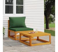DYRJDJWIDHW 2-Piece Garden Sofa Set with Cushions, Solid Acacia Wood Outdoor Lounge Furniture, Coffee Table & Comfortable Seating for Patio, Terrace, Backyard Relaxation