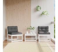 DYRJDJWIDHW 2-Piece Garden Sofa Set with Cushions, Solid Pine Wood Outdoor Patio Furniture, White Modular Lounge Seating for Backyard, Terrace, Modern and Comfortable