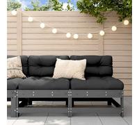 DYRJDJWIDHW 2-Piece Modular Sectional Sofa Set with Cushions, Solid Pine Wood Frame, Gray Outdoor Garden Patio Furniture for Terrace, Backyard, Comfortable Seating 110kg Capacity