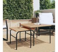 DYRJDJWIDHW 2-Piece Nesting Coffee Tables for Outdoor, Brown & Black Powder-Coated Steel Garden Side Tables, Space-Saving Patio Furniture for Living Room, Balcony Or Terrace
