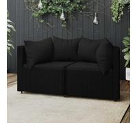 DYRJDJWIDHW 2-Piece Outdoor Garden Corner Sofa Set with Cushions, Black Wicker Rattan Resin Sectional Patio Furniture for Balcony, Backyard, Modern Weatherproof Design