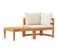 DYRJDJWIDHW 2-Piece Outdoor Patio Furniture Set with Cream White Cushions - Solid Acacia Wood Garden Sofa and Coffee Table - Durable Weather-Resistant Modern Lounge Set for Balcony, Terrace, Backyard