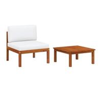 DYRJDJWIDHW 2-Piece Outdoor Patio Furniture Set with Cushions, Solid Acacia Wood Garden Sofa and Coffee Table, Modular Relaxing Lounge Set for Balcony, Backyard, Poolside