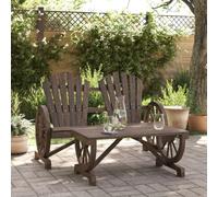 DYRJDJWIDHW 2-Piece Solid Fir Wood Adirondack Garden Furniture Set with Coffee Table - Outdoor Patio Bistro Set for Terrace, Backyard - Weather-Resistant, Ergonomic Design, Max Load 110kg per Seat