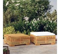 DYRJDJWIDHW 2-Piece Teak Wood Outdoor Bistro Set with Soft Cream Cushion - Patio Garden Furniture for Coffee Break Relaxation Solid Teak Table Ottoman Weather-Resistant & Durable