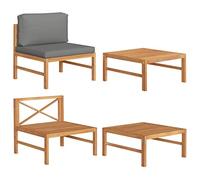 DYRJDJWIDHW 2-Piece Teak Wood Outdoor Patio Furniture Set with Dark Gray Cushions - Durable Garden Sofa and Table for Terrace, Backyard - Weather-Resistant Comfortable Lounge Set