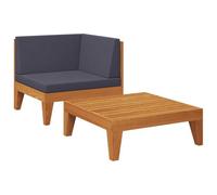 DYRJDJWIDHW 2 Pieces Outdoor Garden Furniture Set with Cushions, Solid Acacia Wood Patio Sofa and Coffee Table, Rustic Modern Design for Terrace, Backyard, Poolside Relaxation
