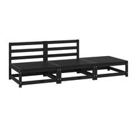 DYRJDJWIDHW 3-Piece Outdoor Garden Set in Black - Solid Pine Wood Patio Furniture for Relaxing Lounging Modular Sectional Sofa with Ottoman - Weather-Resistant Design for Terrace, Balcony Or Backyard