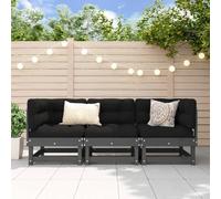DYRJDJWIDHW 3-Piece Outdoor Patio Furniture Set, Grey Solid Pine Wood Garden Sofa Set with Slatted Design for Terrace, Backyard, Comfortable Modular Seating, 110kg Capacity per Seat