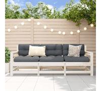 DYRJDJWIDHW 3-Piece White Outdoor Garden Furniture Set, Solid Pine Wood Patio Sofa with Slatted Design, Modular Corner Sectional for Terrace, Durable & Comfortable Seating, Max Load 110kg per Seat