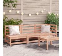 DYRJDJWIDHW 3 Seater Garden Sofa Set Solid Douglas Wood Outdoor Patio Furniture for Terrace Balcony, Modular Design with Slatted Construction, Weather-Resistant & Comfortable Backrest