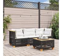 DYRJDJWIDHW 3 Seater Garden Sofa Set with Cushions, Black Wicker Rattan Outdoor Patio Furniture for Balcony, Waterproof PE Resin, Thick Padded Seat, Modular Sectional Lounge Set, Easy Assembly