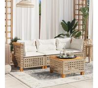 DYRJDJWIDHW 3 Seater Outdoor Sofa Set with Cushions, Beige Wicker Rattan Patio Furniture, Modular Garden Lounge for Poolside Terrace, All-Weather PE Resin & Removable Washable Covers