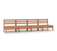 DYRJDJWIDHW 4 Pcs Garden Center Sofa Set Honey Brown Solid Pine Wood Outdoor Modular Furniture for Patio Balcony Relaxation Max Load 110kg per Seat Easy to Move