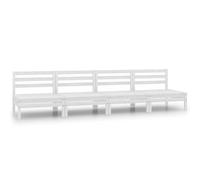 DYRJDJWIDHW 4 Pcs Garden Central Sofa Set, White Solid Pine Wood Outdoor Modular Furniture for Patio, Balcony, Backyard, Durable Weather-Resistant Relaxation Seating with 110kg Weight Capacity