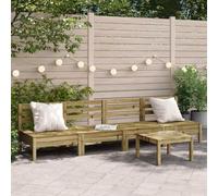 DYRJDJWIDHW 4-Piece Garden Sofa Set Without Armrests, Pressure-Treated Pine Wood Outdoor Furniture for Patio Terrace, Modular Design with Comfortable Backrest, Weather-Resistant & Rustic Look