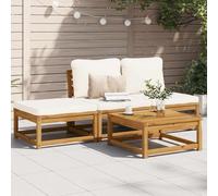 DYRJDJWIDHW 4-Piece Outdoor Garden Furniture Set with Cushions - Solid Acacia Wood Patio Sofa Set, Modular Design for Terrace Backyard Balcony, Water-Resistant Slatted Seating, Max Load 110kg