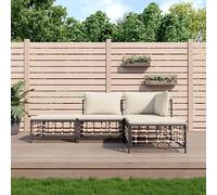DYRJDJWIDHW 4-Piece Outdoor Patio Furniture Set, Wicker Rattan Sofa Sectional with Beige Cushions, All-Weather Resin & Steel Frame, for Garden, Terrace, Poolside Lounge, Anthracite Grey