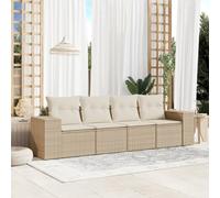 DYRJDJWIDHW 4-Piece Outdoor Patio Furniture Set with Cushions Beige Wicker Resin Rattan Sofa Sectional for Garden Terrace Backyard Lounge Conversation Set Waterproof UV Resistant
