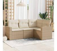 DYRJDJWIDHW 4-Piece Outdoor Patio Furniture Set with Cushions, Beige Woven Resin Garden Sofa Set for Backyard, Terrace, Modular Design, Waterproof Storage & Removable Cushions, UV Resistant