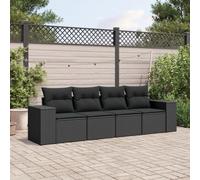 DYRJDJWIDHW 4-Piece Outdoor Patio Furniture Set with Cushions Black Wicker Resin Rattan Sofa Sectional Conversation Set for Garden Backyard Poolside Comfortable Modular Design Weather-Resistant