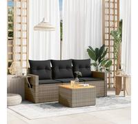 DYRJDJWIDHW 4-Piece Outdoor Patio Furniture Set with Cushions, Grey Wicker Resin Garden Sofa Set with Side Table, Modular Sectional Seating for Backyard, Terrace, Durable & Weather-Resistant