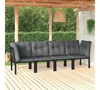 DYRJDJWIDHW 4 Pieces Outdoor Patio Furniture Set, Black and Gray Wicker Resin Garden Lounge Chairs with Cushions, Weatherproof Rattan Conversation Set for Terrace, Balcony, Backyard