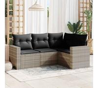 DYRJDJWIDHW 4 Pieces Outdoor Patio Furniture Set with Light Gray Cushions, Wicker Resin Rattan Garden Sofa Set for Backyard, Terrace, Modular Design, Waterproof Storage, Comfortable Seating