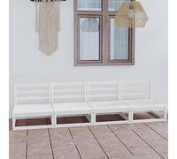 DYRJDJWIDHW 4 Seater Garden Sofa Set, Outdoor Patio Furniture, Solid Pine Wood Frame, Modular Sectional Couch, White Weather-Resistant Lounge Seating for Backyard, Terrace, Poolside