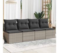 DYRJDJWIDHW 4 Seater Outdoor Patio Sofa Set with Thick Cushions, Grey Wicker Resin Rattan Garden Furniture, Waterproof Modular Sectional for Terrace, Balcony, Backyard