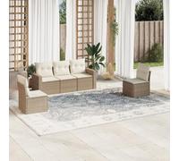 DYRJDJWIDHW 5-Piece Beige Woven Resin Outdoor Patio Furniture Set with Cushions, Waterproof Storage & Modular Design for Garden, Terrace, Backyard Comfortable Seating & Weather-Resistant
