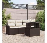 DYRJDJWIDHW 5-Piece Modular Outdoor Patio Furniture Set, Brown Wicker Rattan Sofa Sectional with Glass Coffee Table, All-Weather Garden Terrace Lounge Seating for Backyard, Modern Design