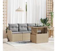 DYRJDJWIDHW 5-Piece Outdoor Patio Furniture Set, Beige Wicker Rattan Sofa Sectional with Glass Coffee Table, Modular Garden Conversation Set for Terrace, Backyard, Poolside